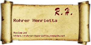 Rohrer Henrietta névjegykártya